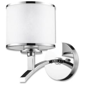 Concord Collection 1 Light Chrome Wall Fixture with White Fabric Shade 23065 W1