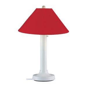 Patio Living Concepts Catalina 28 in. Outdoor White Table Lamp with Jockey Red Shade 33641