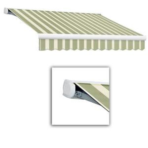 AWNTECH 14 ft. Key West Full Cassette Manual Retractable Awning (120 in. Projection) in Sage/Cream KWM14 899 SLCR