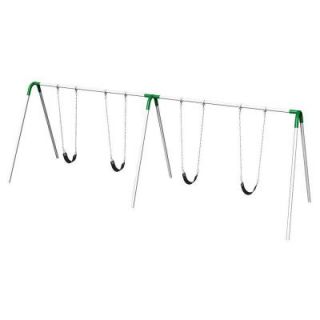 Ultra Play Playground Double Bay Commercial Bipod Swing Set with Strap Seats and Green Yokes PBP 8 2S GRN