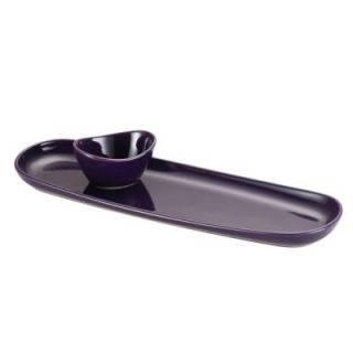 Rachael Ray Stoneware Baguette Tray with Dipping Cup in Purple 58691