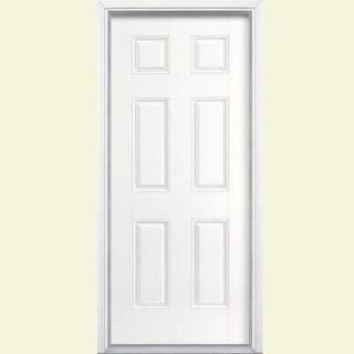 Masonite 6 Panel Painted Smooth Fiberglass Entry Door with Brickmold 49355