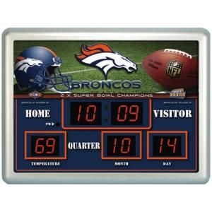 Denver Broncos 14 in. x 19 in. Scoreboard Clock with Temperature 0127800