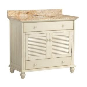 Foremost Cottage 37 in. W x 22 in. D Vanity in Antique White and Vanity Top with Stone Effects in Tuscan Sun CTAASETS3722D