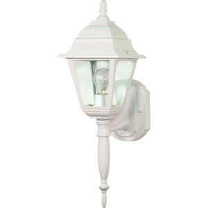 Glomar Briton White 1 Light 18 in. Wall Lantern with Clear Seed Glass HD 540