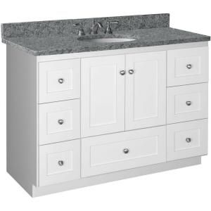 Simplicity by Strasser Shaker 48 in. W x 21 in. D x 34.5 in. H Door Style Vanity Cabinet Only in Satin White 01.116.2