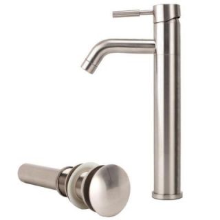 Fontaine New European Single Hole 1 Handle Low Arc Bathroom Vessel Faucet with Drain Assembly in Brushed Nickel DISCONTINUED LNF EUV2 BN