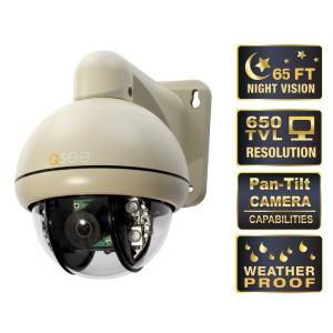 Q SEE Wired Indoor/Outdoor Pan Tilt Camera with 650 TVL Resolution and 65 ft. Night Vision QD6505P K