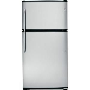 GE 32.75 in. W 21.0 cu. ft. Top Freezer Refrigerator in Stainless Steel, Energy Star GTZ21GBESS