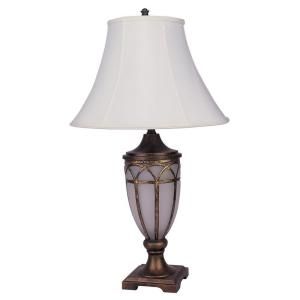 ORE International 31 in. Antique Brass Finish Table Lamp with Night Light 8332TG