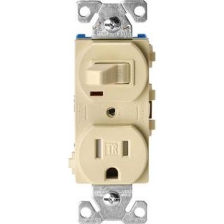 Cooper Wiring Devices 15 Amp Tamper Resistant Combination Single Pole Toggle Switch and 2 Pole Receptacle   Ivory TR274V