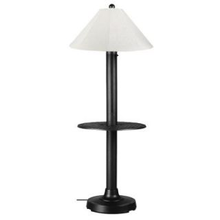 Patio Living Concepts Catalina 16 in. Outdoor Black Floor Lamp with Tray Table and Natural Linen Shade 25690