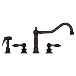 Whitehaus 2 Handle Side Sprayer Kitchen Faucet in Mahogany Bronze WHKLV3 4400 MABRZ