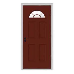 JELD WEN Fan Lite Painted Steel Entry Door with Brickmould THDJW184500161