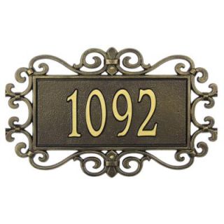 Whitehall Products Mears Fretwork Rectangular Bronze/Gold Standard Wall One Line Address Plaque 5506OG