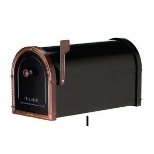 Architectural Mailboxes Avalon Black with Venetian Bronze Accents Post Mount Mailbox and 4 x 4 Wood Post Adapter DISCONTINUED 5581B7507B