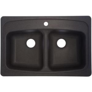FrankeUSA Top Mount Granite 33x22x8 1 Hole Double Bowl Kitchen Sink in Slate DISCONTINUED FGS3322 1