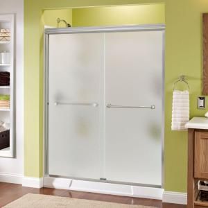Delta Crestfield 59 3/8 in. x 70 in. Sliding Bypass Shower Door in Polished Chrome with Frameless Pebbled Glass 159227