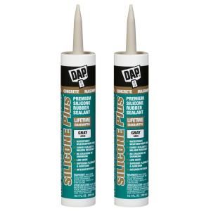 DAP 10.1 oz. Gray Silicone Plus Premium Rubber Concrete and Masonry Sealant (2 Pack) 207566