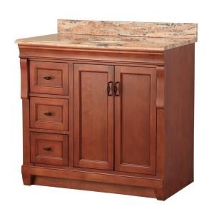 Foremost Naples 37 in. W x 22 in. D Vanity in Warm Cinnamon with Left Drawers and Vanity Top with Stone effects in Bordeaux NACASEB3722DL