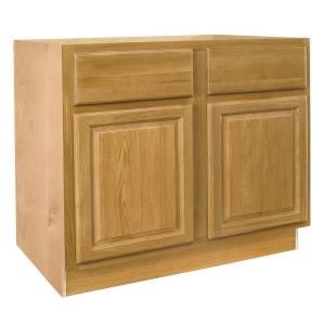 Home Decorators Collection Assembled 36x34.5x24 in. Sink Base Cabinet with False Drawer Front in Weston Light Oak DISCONTINUED SB36 WLO