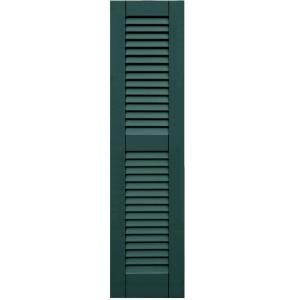 Winworks Wood Composite 12 in. x 48 in. Louvered Shutters Pair #633 Forest Green 41248633
