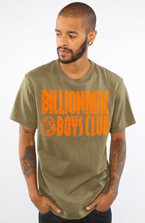 Billionaire Boys Club The Classic Straight Logo Tee in Olive Safety Orange