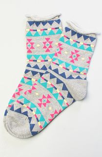 *Accessories Boutique Socks Tribal Print Aztec in Gray