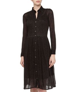 Audrey Tweed Print Shirtdress, Charcoal