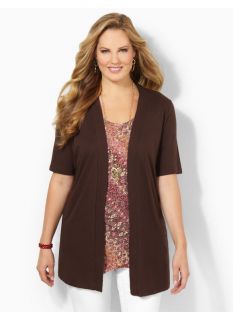 Catherines Plus Size Cafe Cardigan   Womens Size 0X, Coffee Bean