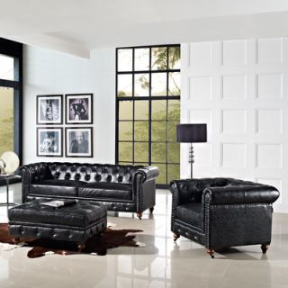 CREATIVE FURNITURE Emily Arm Chair and Ottoman Emily Chair BLK ECO LEATHER