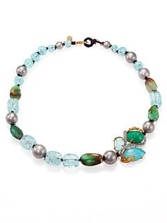 Alexis Bittar Multi Stone & Crystal Beaded Strand Necklace   Color