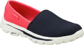 Womens Skechers Go Walk Move Reach   Navy/Pink Slip on Shoes