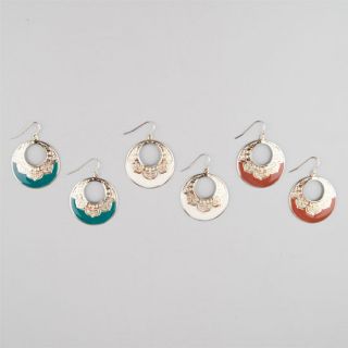3 Pairs Donut Earrings Multi One Size For Women 240696957