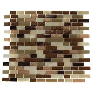 Splashback Tile Southern Comfort Brick Pattern 12 in. x 12 in. x 8 mm Marble and Glass Mosaic Floor and Wall Tile SOUTHERN COMFORT