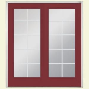 Masonite 72 in. x 80 in. Red Bluff Prehung Left Hand Inswing 10 Lite Fiberglass Patio Door with No Brickmold 24017