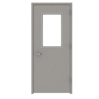 L.I.F Industries 36 in. x 80 in. Gray Vision 1/2 Lite Left Hand Door Unit with Welded Frame UWHG3680L