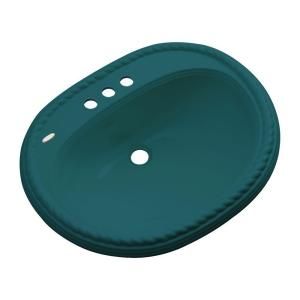Malibu Drop in Bathroom Sink with Faucet Hole in Teal 83441