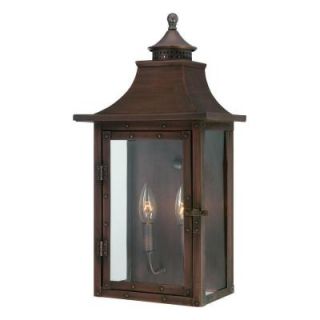 Acclaim Lighting St. Charles Collection Wall Mount 2 Light Outdoor Copper Pantina Light Fixture 8312CP