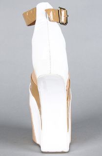 Jeffrey Campbell The Rock Star Shoe in Taupe Nude and White Patent