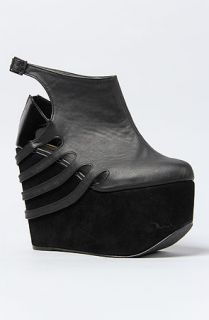 The Gold Dot Bootie Freya in Black and Black Patent