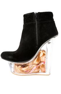 Jeffrey Campbell Shoe Icy in Black Suede and Doll Heads