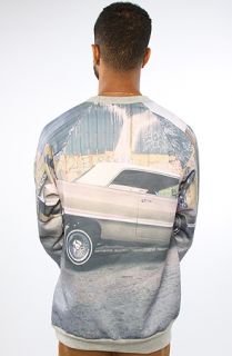 Guns Germs & Steal The All Over Sublimation Print Crewneck Sweatshirt in Green Grey Impala