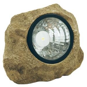Moonrays Outdoor Polyresin Solar Powered LED Rock Spotlight with Hidden Key Compartment 91211