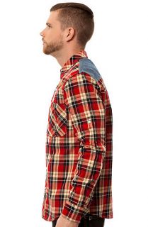 Rolling Paper Shirt Chambray Mix Plaid Buttondown in Red