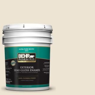 BEHR Premium Plus 5 gal. #T14 3 Miami Weiss Semi Gloss Enamel Exterior Paint 505005