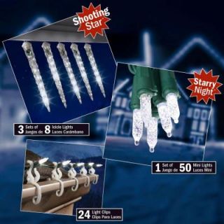 LightShow White Shooting Star and Starry Night LED Starter Kit with gutter clips   $119 VALUE 87256