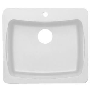 Astracast Dual Mount Granite 25x22x8 1 Hole Single Bowl Kitchen Sink in White AS AL10RWUSSK