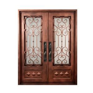 Iron Doors Unlimited Vita Francese 3/4 Lite Painted Heavy Bronze Decorative Wrought Iron Entry Door IV6298RSHS