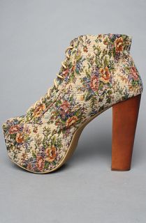 Jeffrey Campbell The Lita Shoe in Blue and Red Tapestry